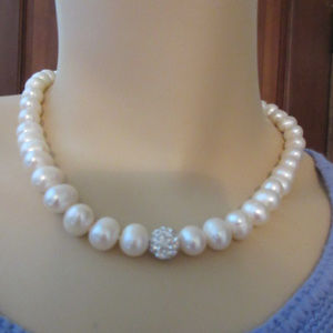 Pearl Necklace CZ Center Accent